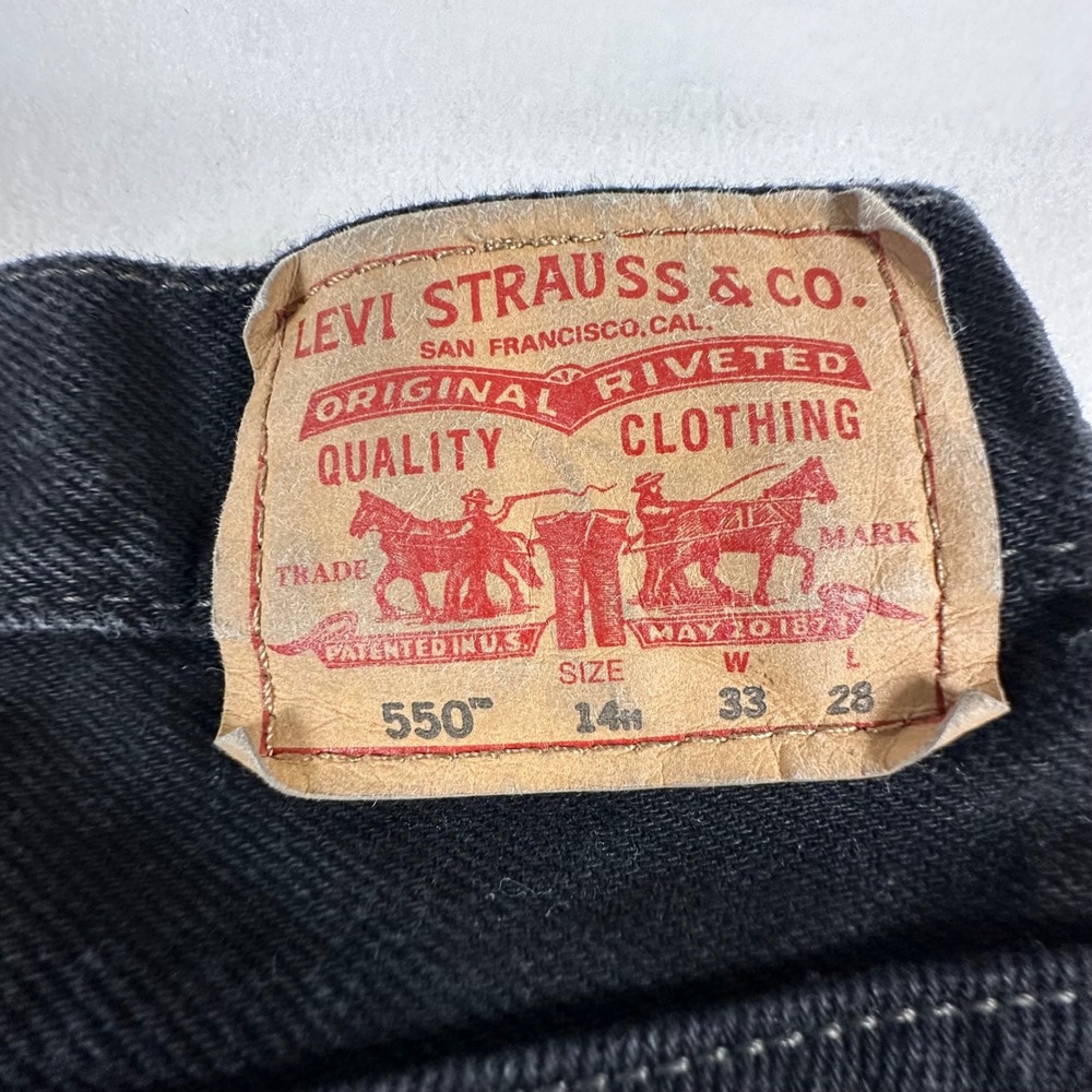 Levis 550 Relaxed Fit Black Denim Jeans Mens 34x30 Husky 14H Cotton 5-Pocket - Picture 9 of 12